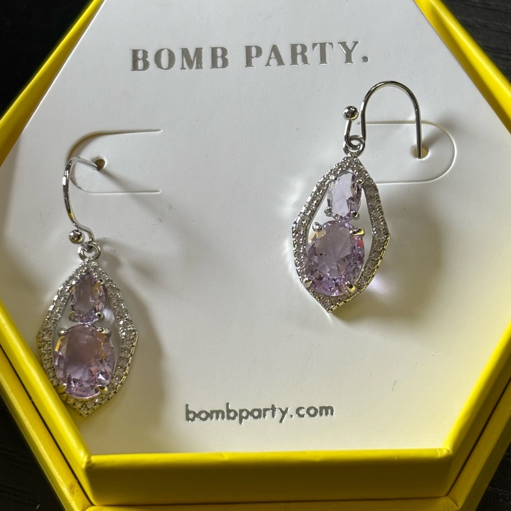 Sophisticated Purple Teardrop Earrings with Crystal Accents